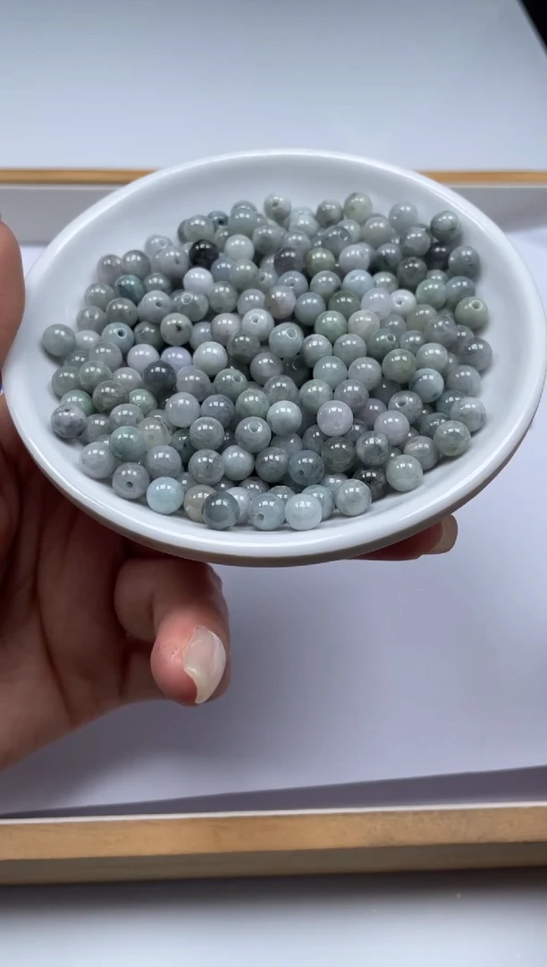 翡翠散珠未镶嵌翡翠散珠卡6+mm单圈30颗