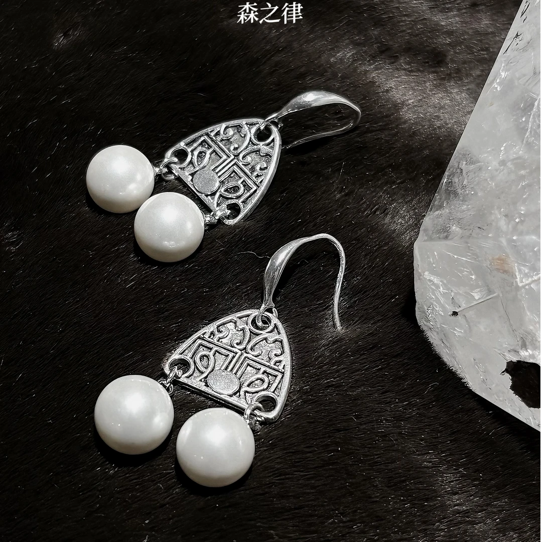 合金仿珍珠耳饰 森之律 蒙古包耳环 /不是纯银