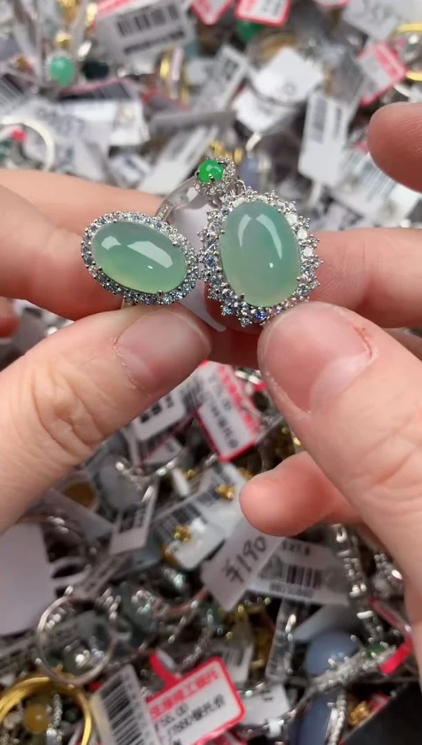 银S925镶嵌戒指翡翠4444----5