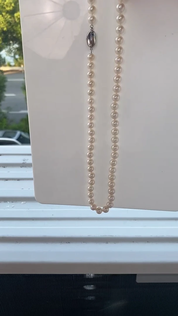 颈饰银S925镶嵌淡水珍珠7-8mm珍珠项链