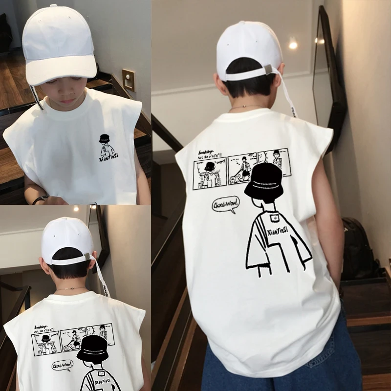 【纯棉】新款夏季时尚潮流漫画人外穿背心无袖