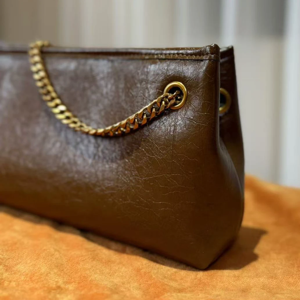 HIRMRIS手工真皮包550733-咖 腋下林咖色  长林