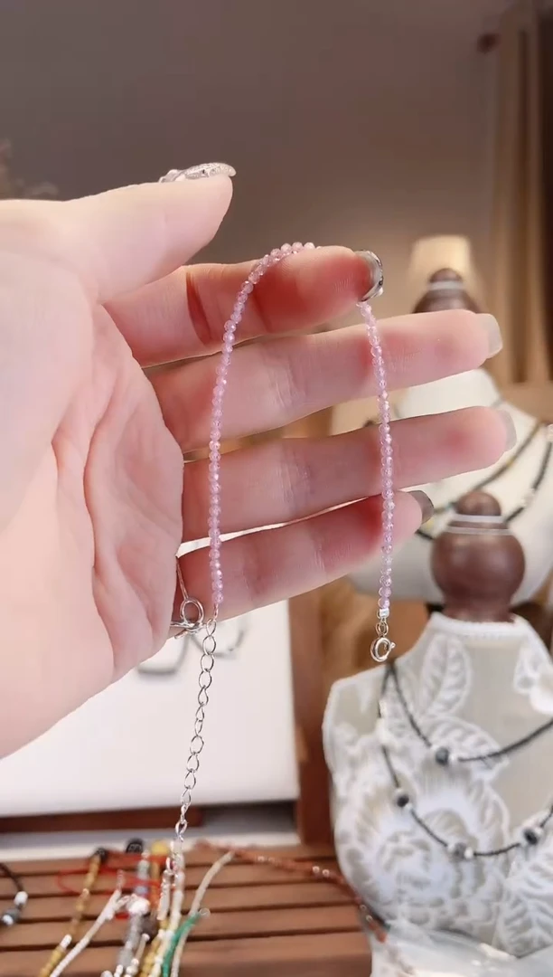 无925银粉锆手链