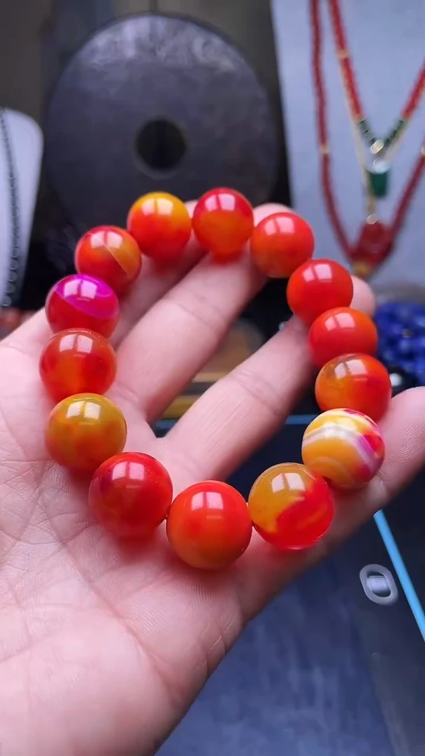未镶嵌手串玛瑙/玉髓天然珠宝龙心九叶火灵芝【多样性拍一发一】