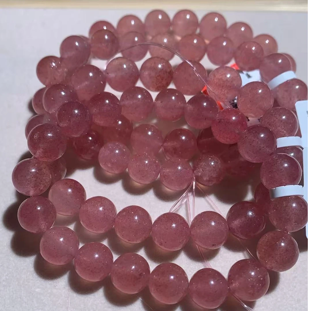 天然老矿星光草莓晶单圈手串10mm+