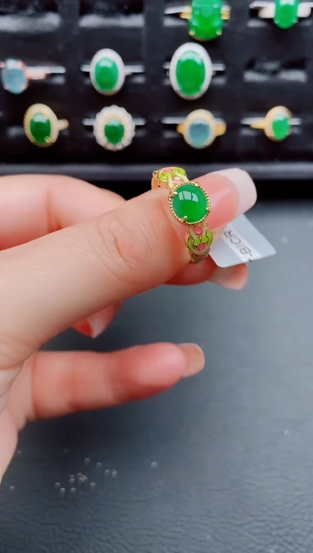 翡翠戒指银S925镶嵌天然a货翡翠83