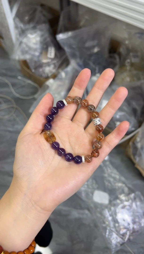 水晶手链未镶嵌紫水晶黑金超七水晶款手串[2039]