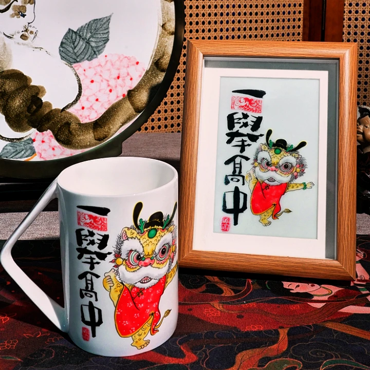 景德镇一举高中瓷板画相框+可乐杯