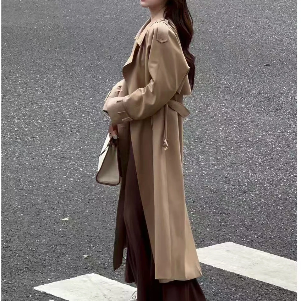 QC宣宣【旧梦巴黎】微胖大码女秋季复古英伦阔版H型风衣ZY408J95