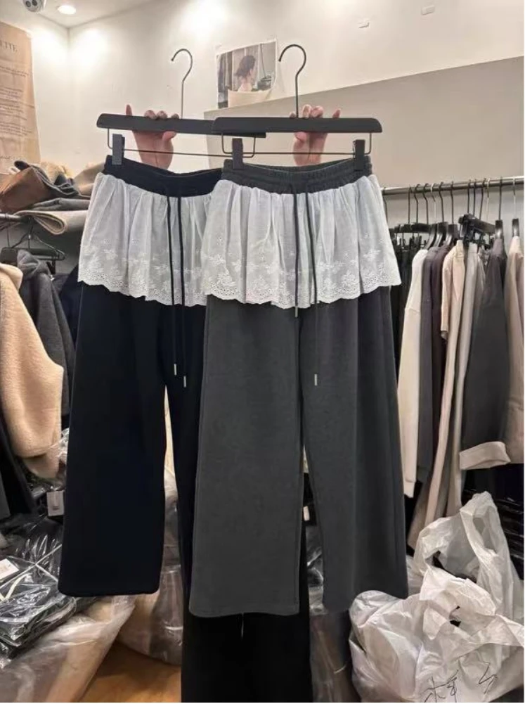 【 雨•美 推荐 】M192休闲百搭蕾丝花边卫裤