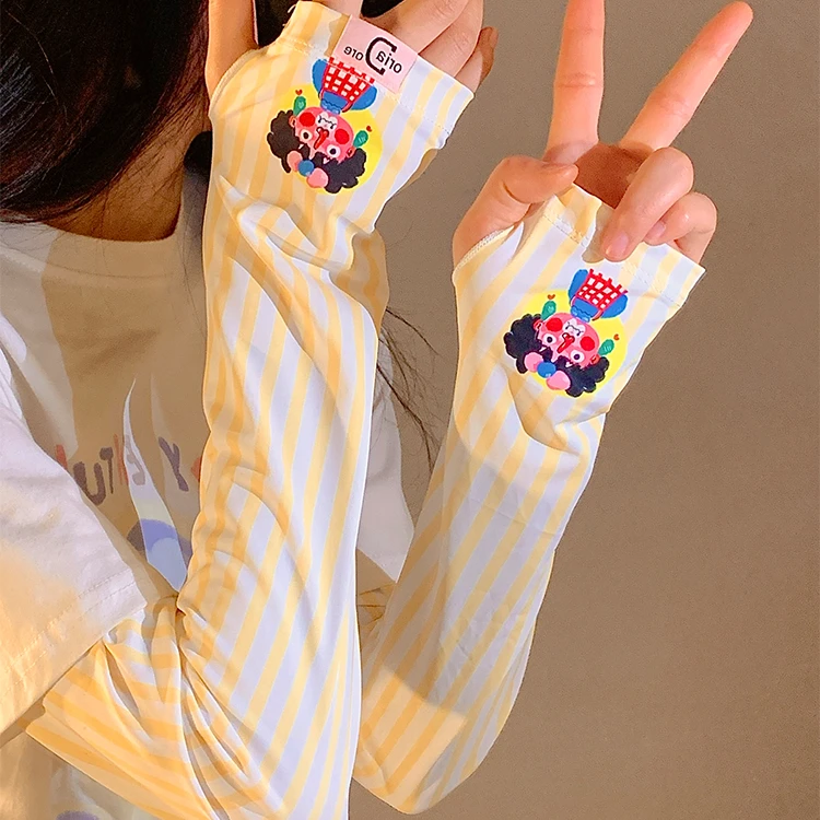 冰丝防晒袖套女夏季新款宽松防紫外线可爱卡通高颜值户外遮阳冰袖
