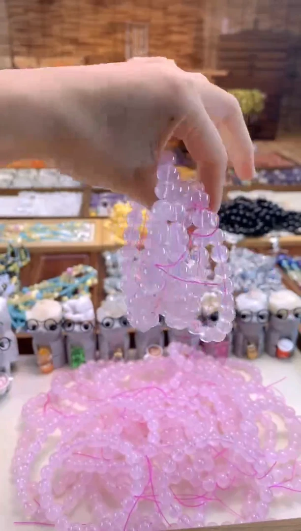 水晶手串合金H-027 果冻粉