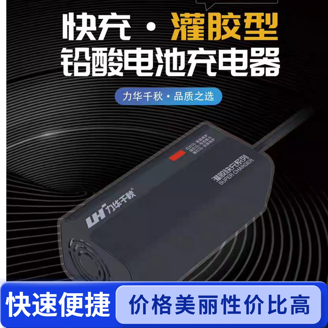 力华千秋脉冲快充断电型智能灌胶防水充电器48V60V72V通用