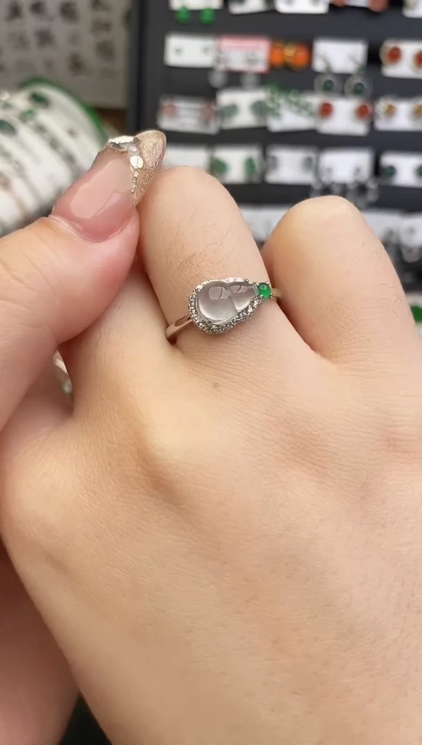 银S925镶嵌戒指翡翠0