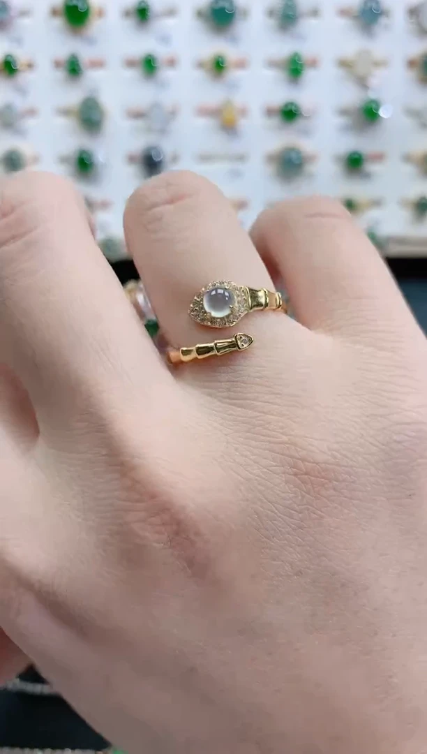 银S925镶嵌戒指翡翠天然翡翠