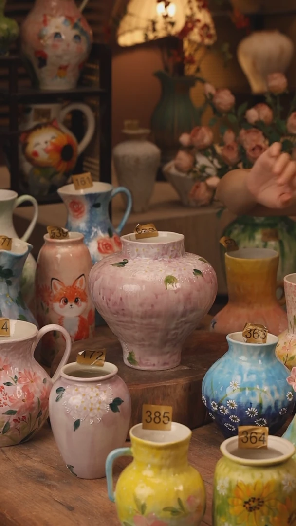 陶瓷523景德镇设计师手作花器摆件侘寂风