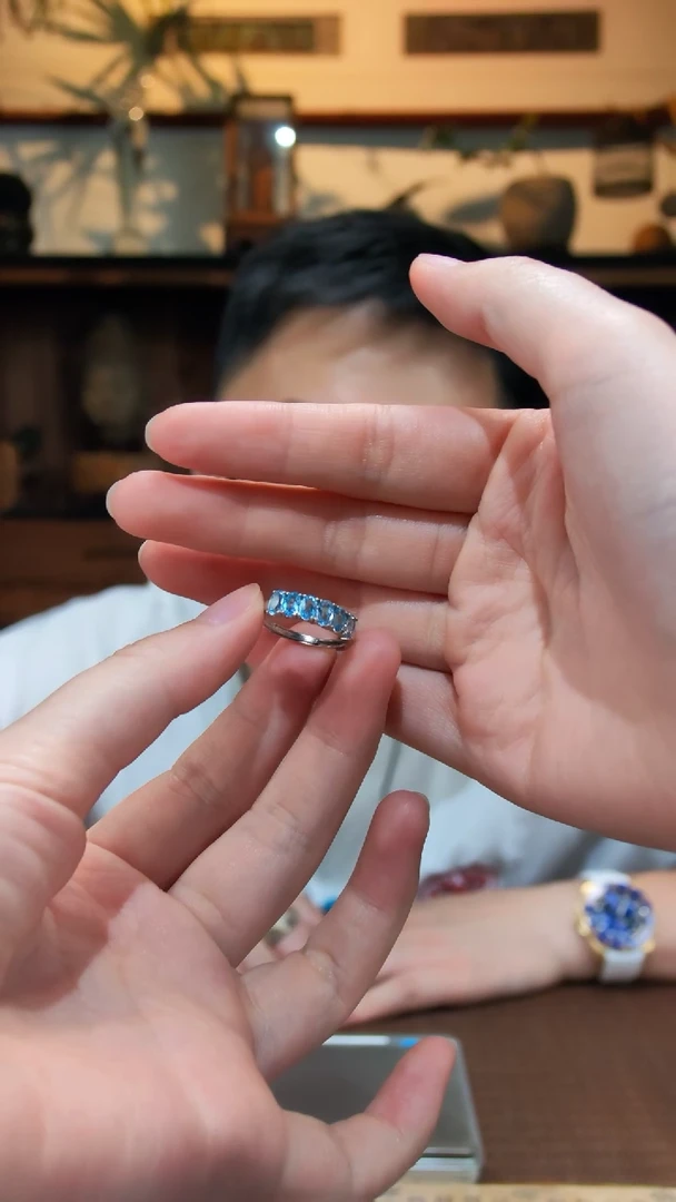 银S925镶嵌戒指托帕石S925银托帕石戒指CBGF