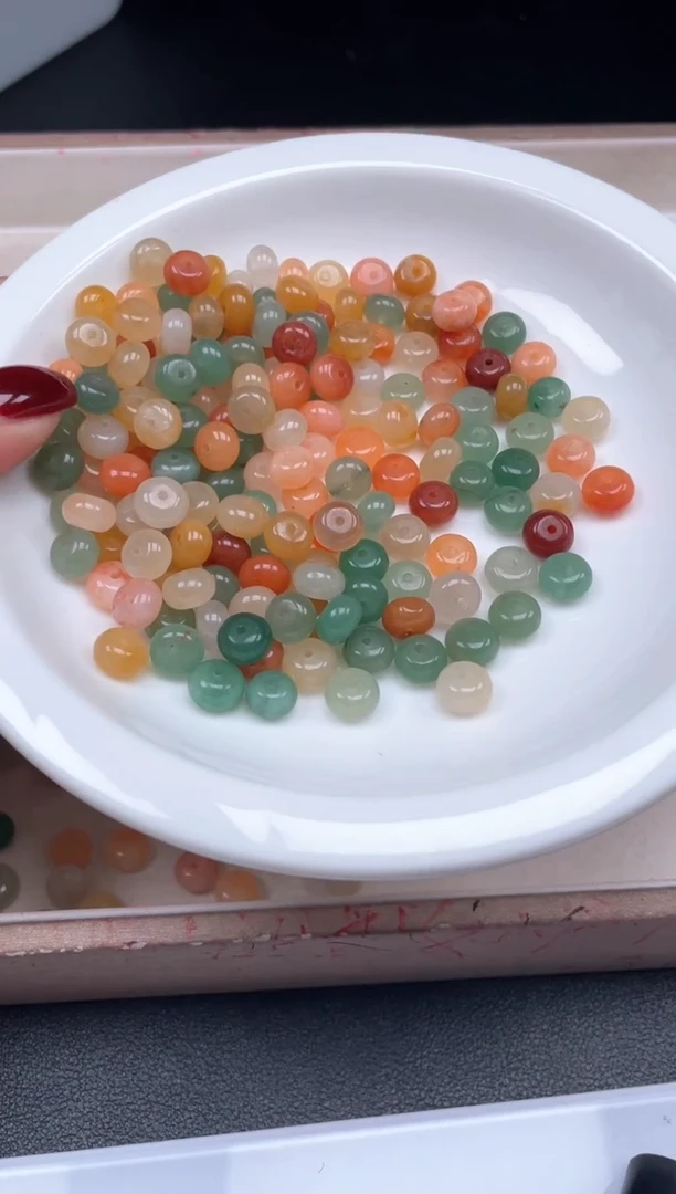 【闪购商品】玛瑙/玉髓颈饰未镶嵌w2013三彩金丝玉算盘8*5mm*30