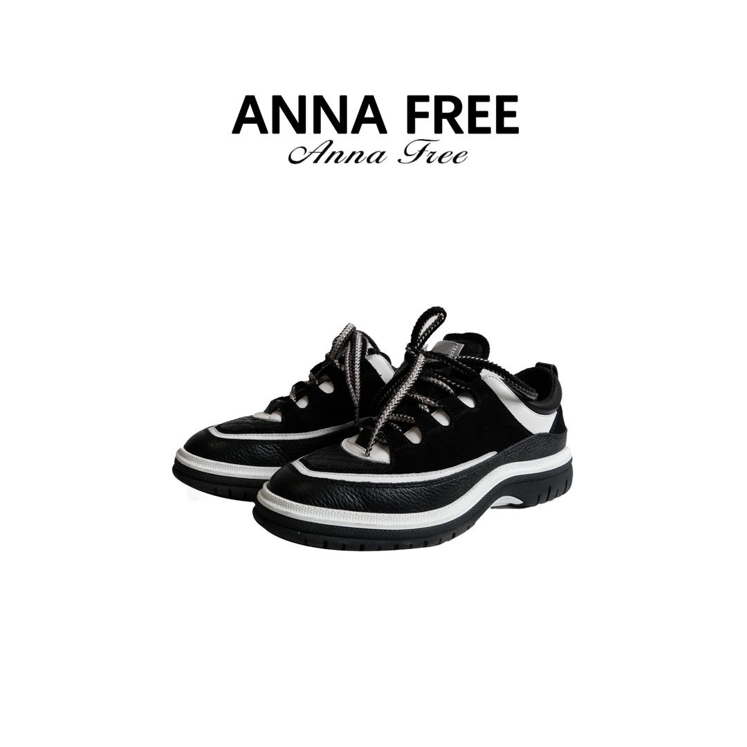 ANNA FREE 厚底运动鞋小众时尚休闲鞋潮鞋休闲鞋黑色系带Z8464