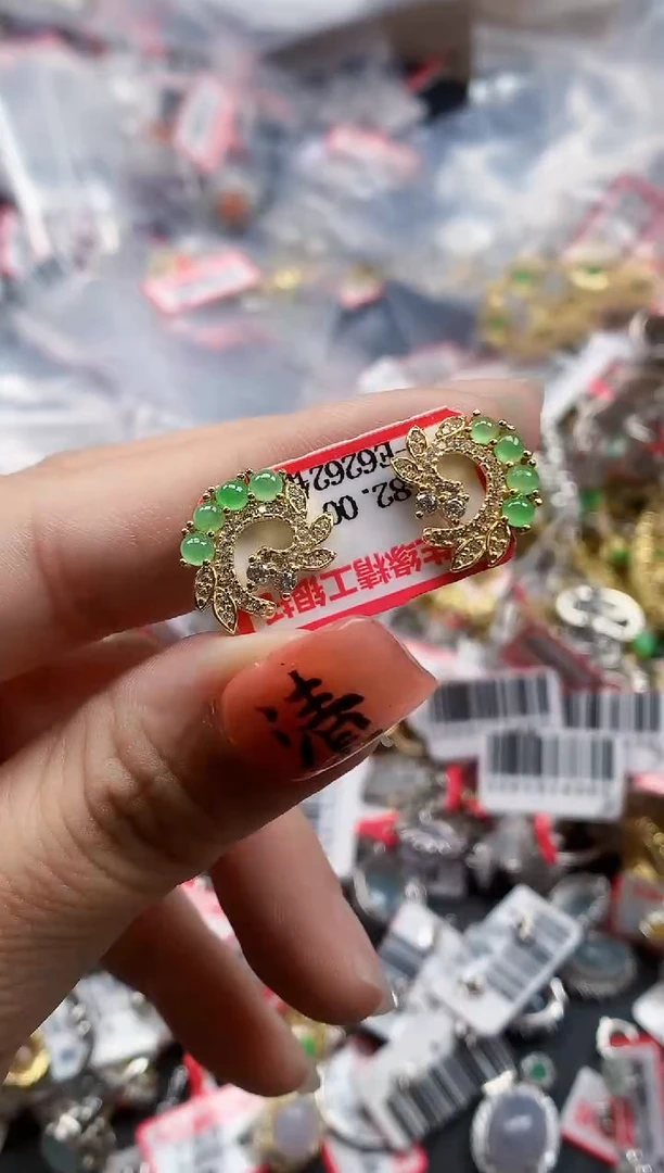 银S925镶嵌戒指翡翠天然A货缅甸翡翠