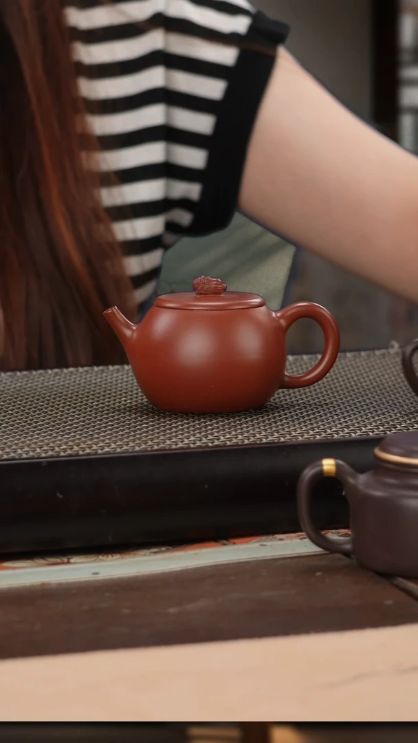 茶壶紫砂朱泥精工摆财汉瓦130cc