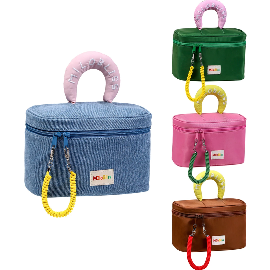 ins风化妆包2025新款可爱撞色便携式大容量护肤品收纳包旅行袋女