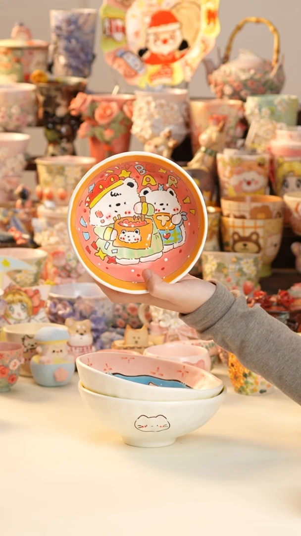 摆件陶景德镇釉下彩手绘设计师款陶瓷