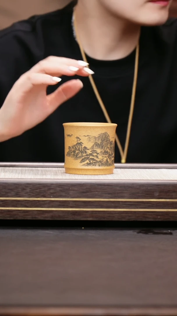 茶壶紫砂黄金段泥 山水杯