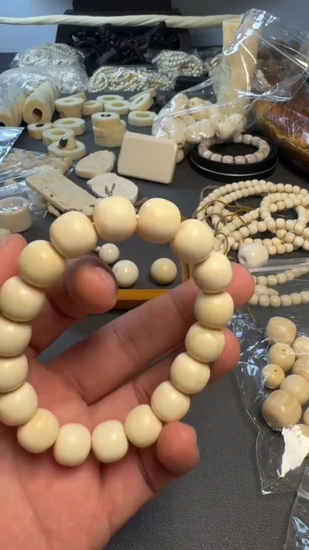 保真猛犸牙手串12mm带二层皮