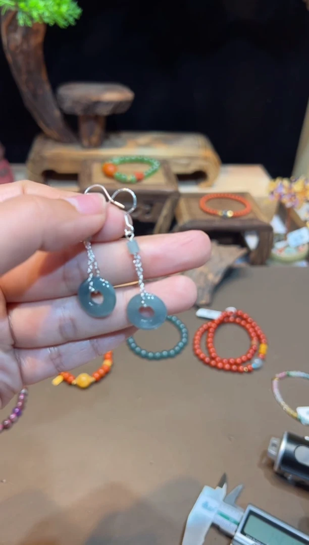 【闪购商品】翡翠耳饰银S925镶嵌耳饰@@Z2817