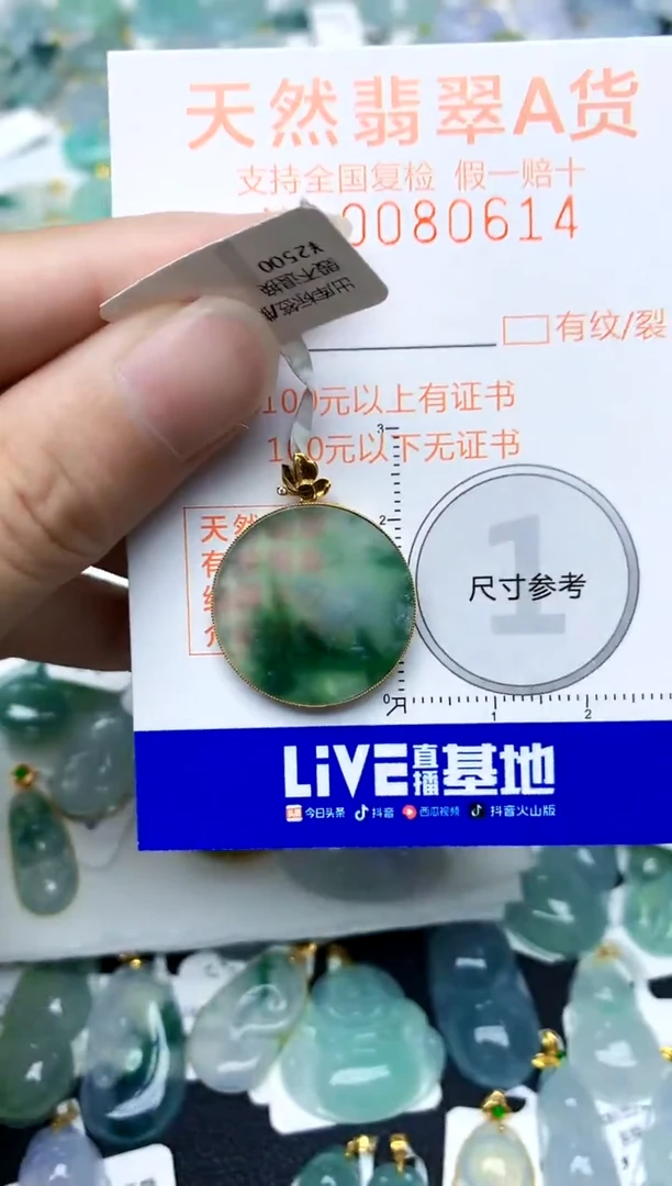 颈饰18K金镶嵌翡翠天然A货翡翠