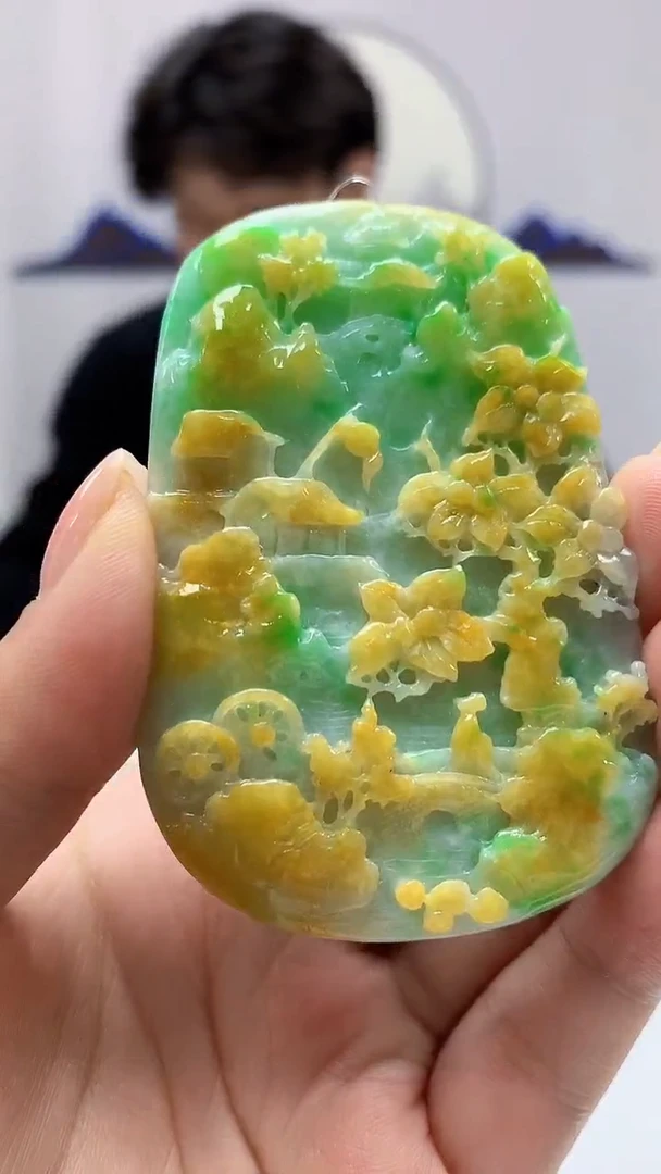 【闪购商品】定制翡翠未镶嵌5145ms-毛货125山水赠珠链