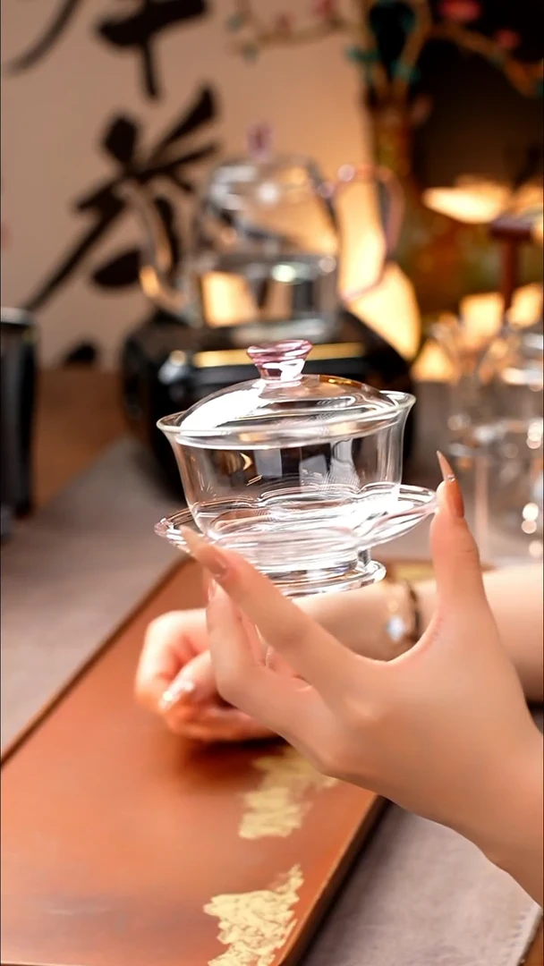 禾器/晶彩沁莲盖碗/浅粉/定制版