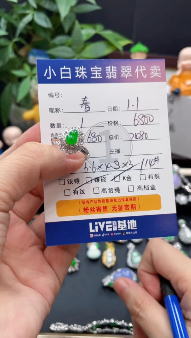 吊坠(不含链)18K金镶嵌翡翠春**冬吊坠