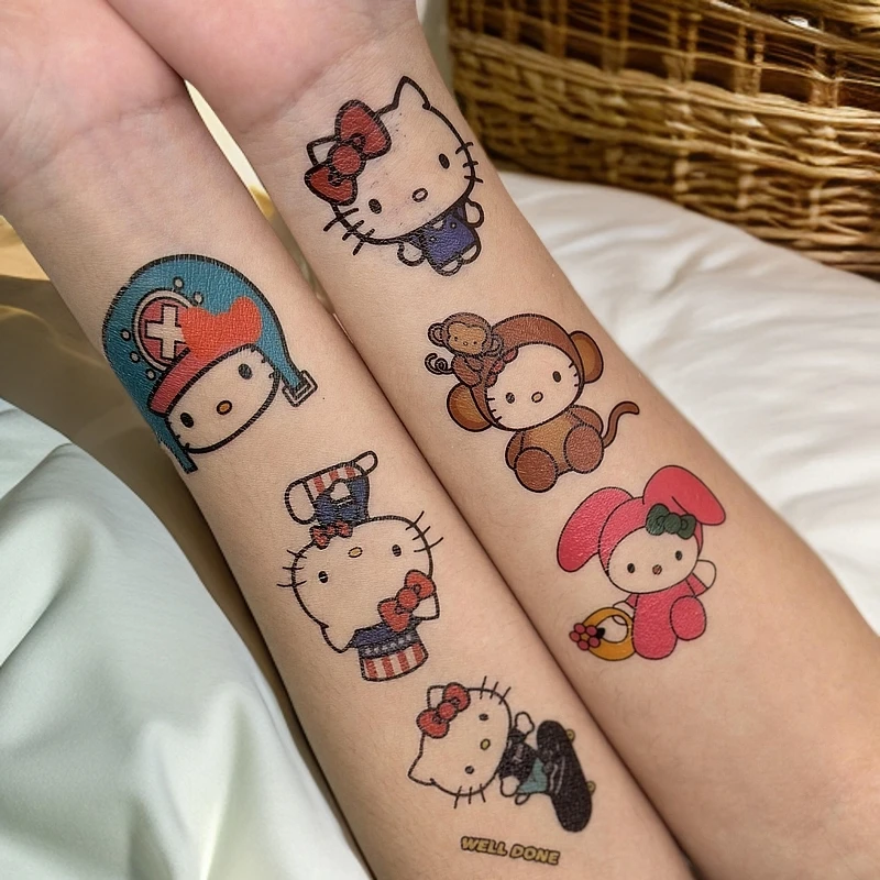 kitty纹身多巴胺可爱防水持久纹身贴防水持久逼真草本贴纸卡通