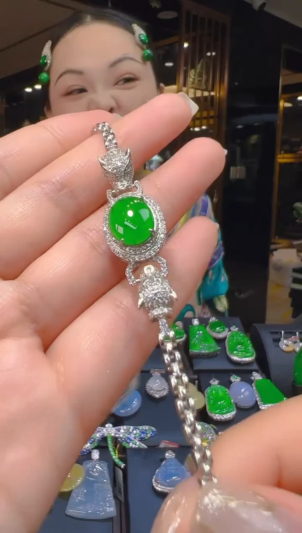 银S925镶嵌手链翡翠084（多样性发其一）