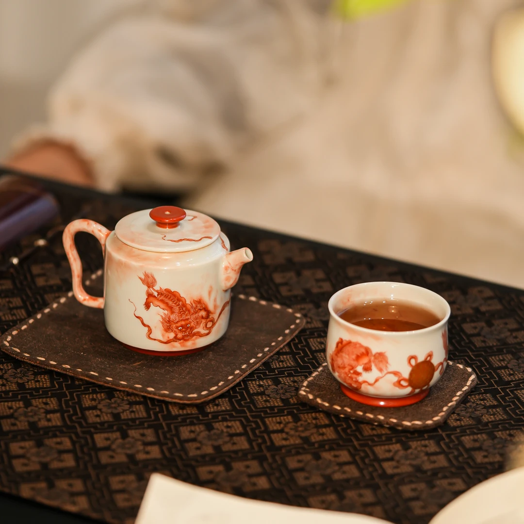 瓷云楼 泼墨狮子套组 壶100ml 盖碗100ml 主人杯90ml