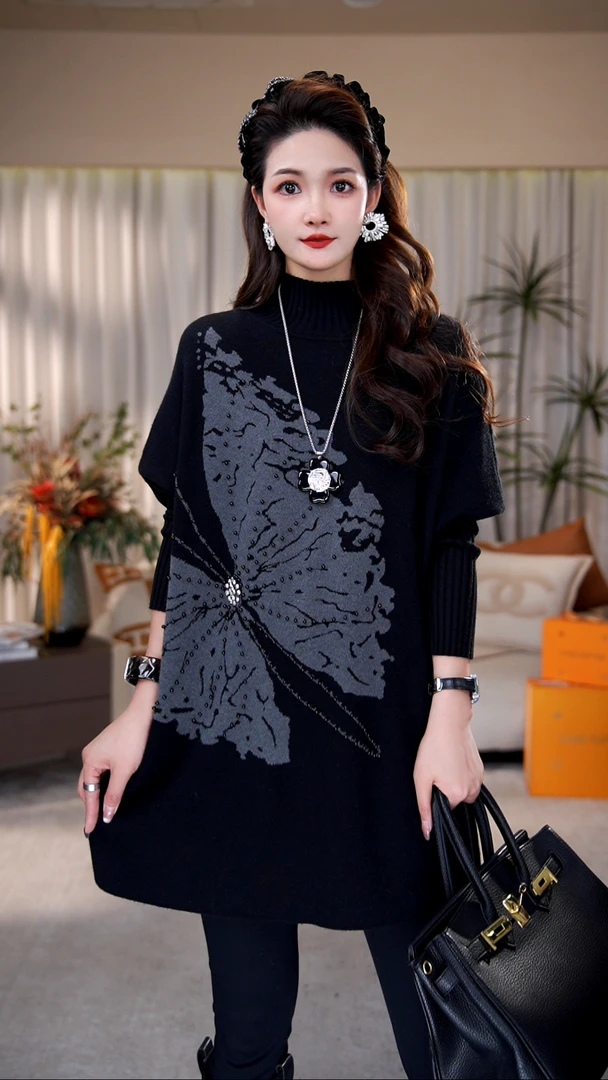 高端品质【黛青】冬季新款针织保暖洋气加厚毛衣上衣-1620#