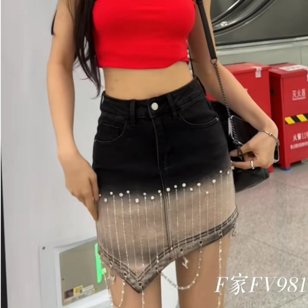 FV家新款纯色高腰美拉德风厚款短裙半身裙牛仔显瘦半裙裙子修身