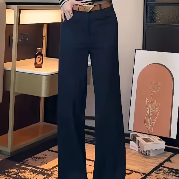 黑色窄版阔腿休闲裤女2025秋季大码胖MM高腰显瘦垂感直筒百搭长裤