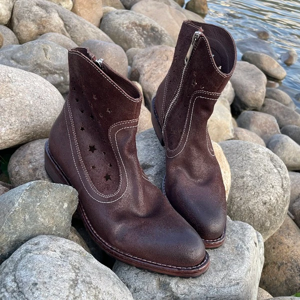 陈 C手工女鞋（34-40码）5cm手工水洗做旧擦色马丁靴