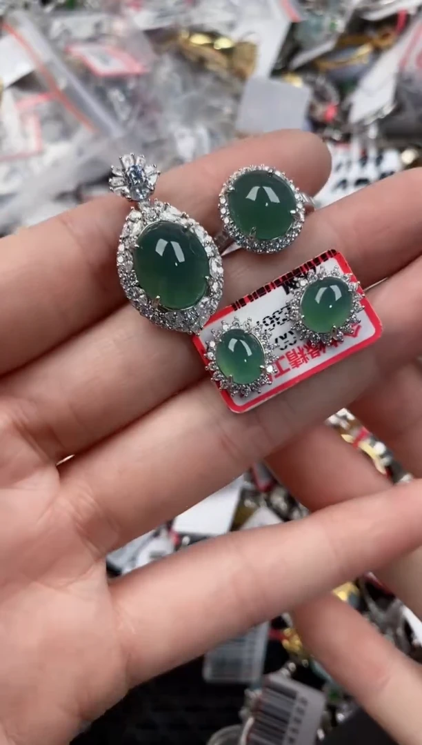 银S925镶嵌戒指翡翠444   8