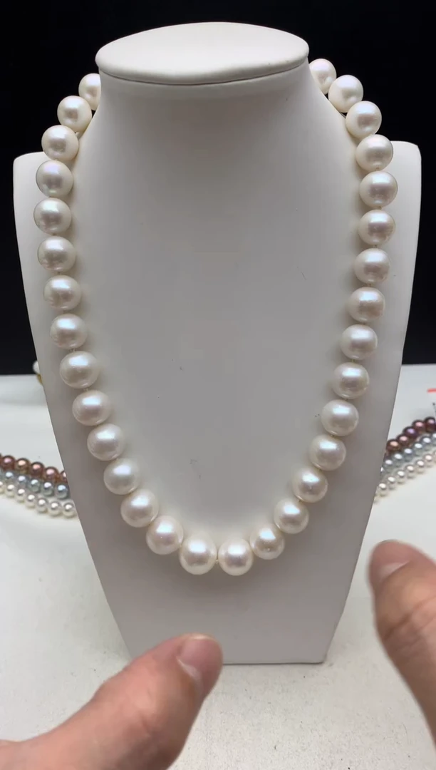 未镶嵌ff淡水珍珠白珠串链10~13mm