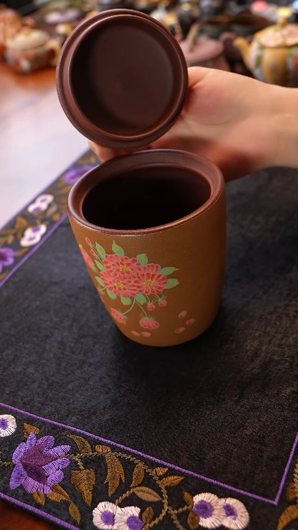 紫泥粉浆茶罐宜兴紫砂