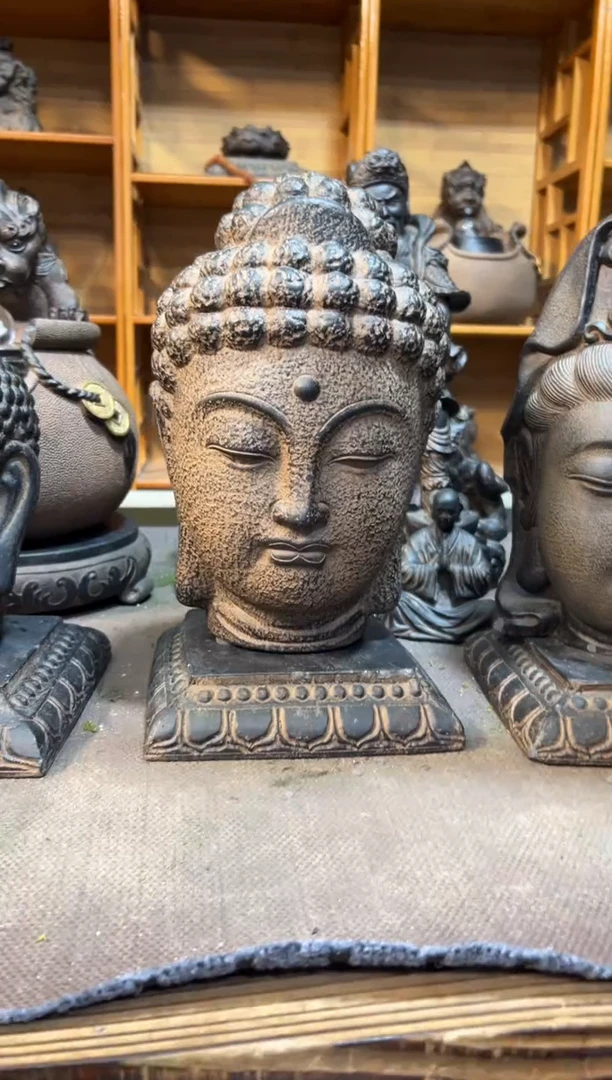 陶土【火山泥】大佛首+莲花底座