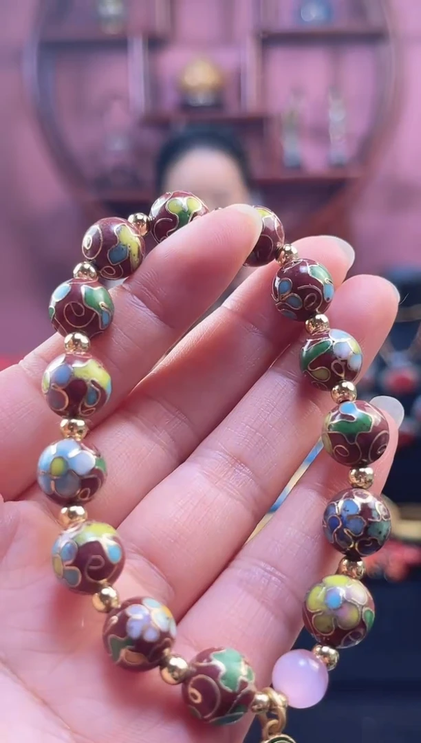 非遗 景泰蓝手串 工美 砖红1.0