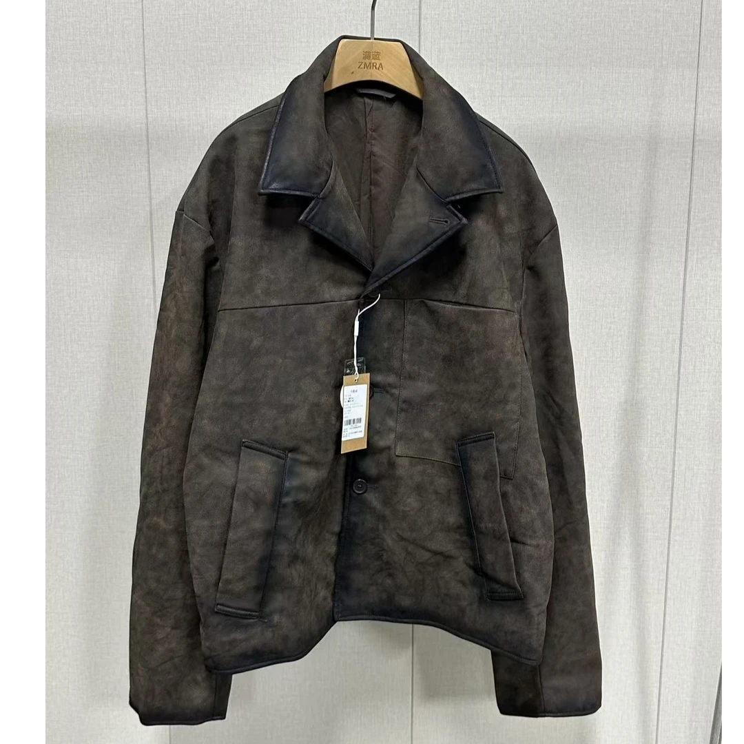 ZM2234秋冬水洗做旧时尚夹克皮外套