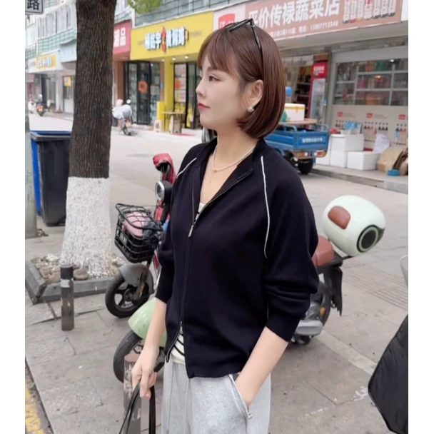 春款时尚设计感双拉链减龄开衫
