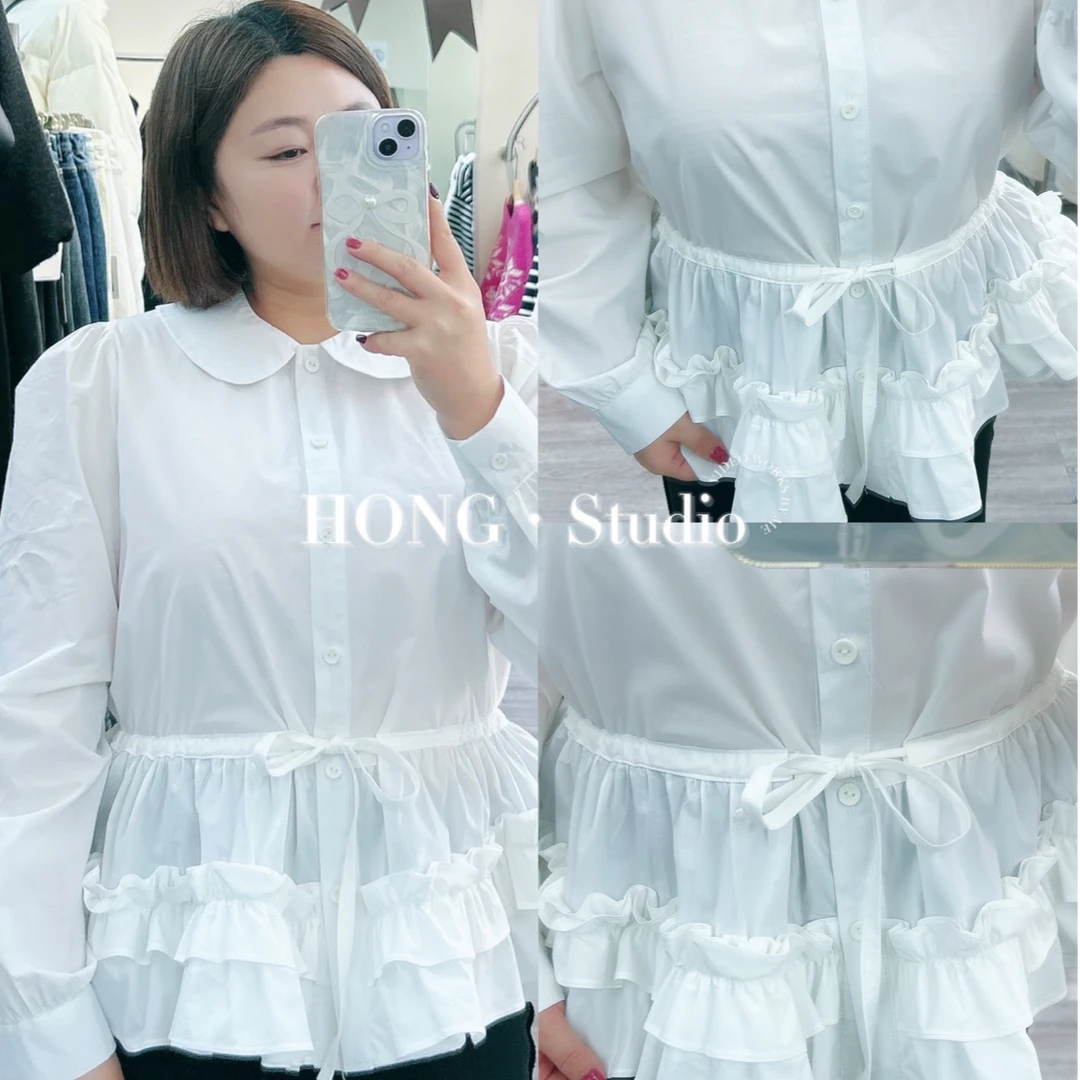 自制款木耳边衬衫#2045