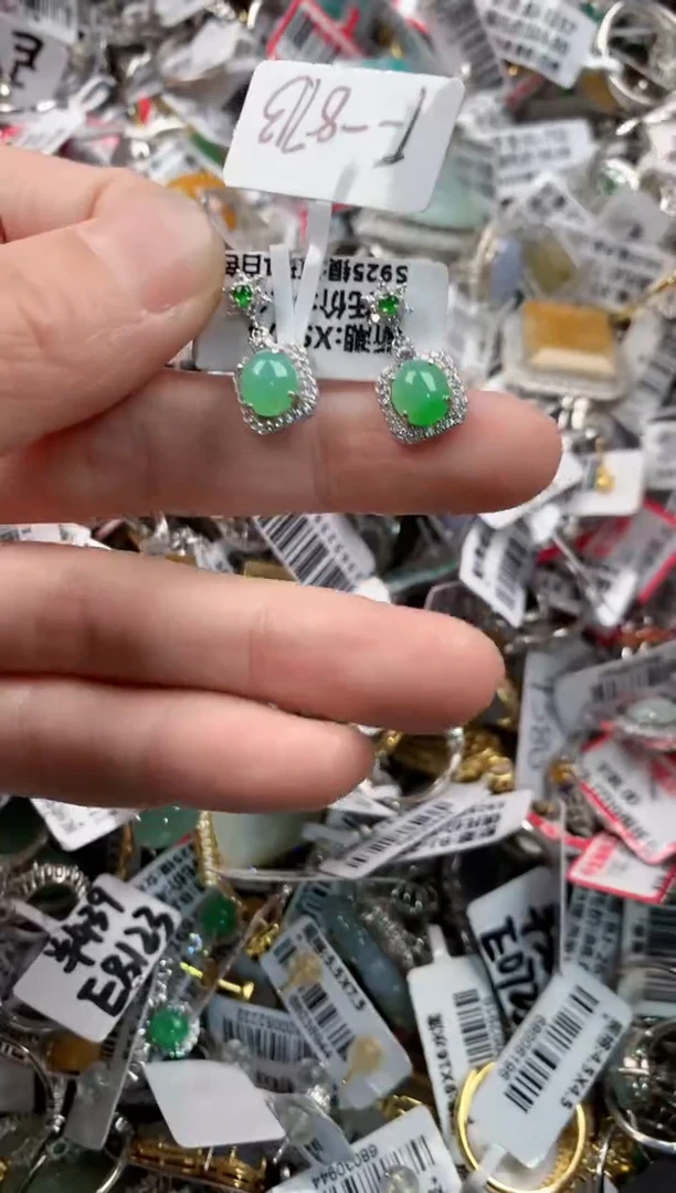 银S925镶嵌戒指翡翠10-10-10    8